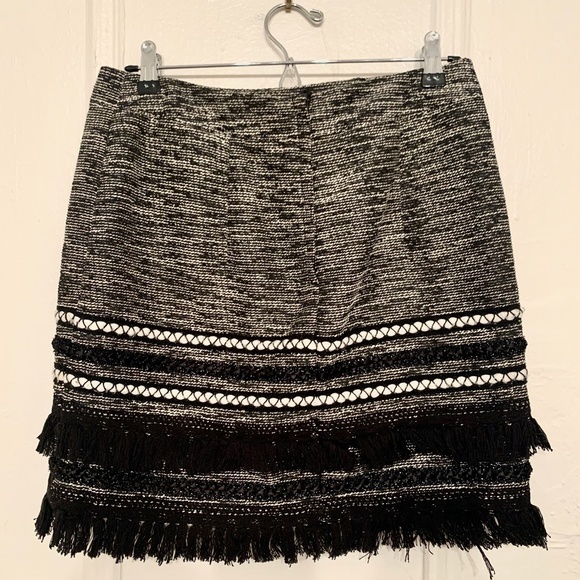 Black & White Fringe Mini Skirt - Picture 2 of 6